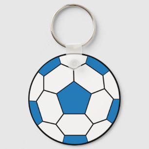 Soccer Ball Blue Keychain