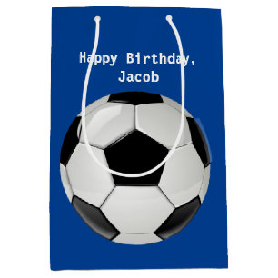 soccer Ball Blue Personalised Medium Gift Bag
