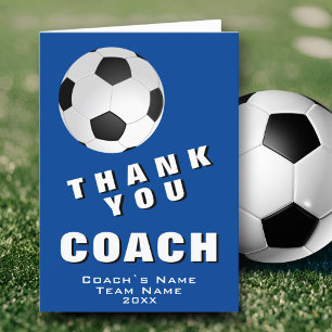 Soccer Ball Blue Thank you Coach Card