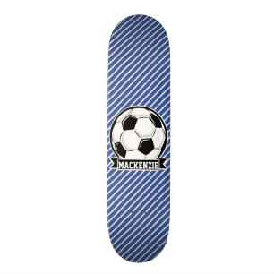 Soccer Ball, Blue & White Stripes, Sports Skateboard