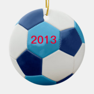 Soccer Ball Blues Ceramic Ornament