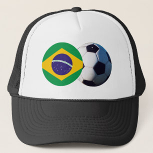 Soccer Ball & Brazil Flag The MUSEUM Zazzle Trucker Hat