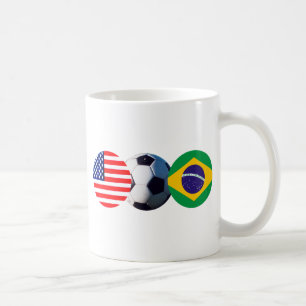 Soccer Ball Brazil & USA Flags The MUSEUM Zazzle Coffee Mug