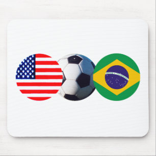 Soccer Ball Brazil & USA Flags The MUSEUM Zazzle Mouse Pad