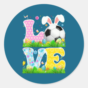 Soccer Ball Bunny Ears Easter Classic Round Sticker