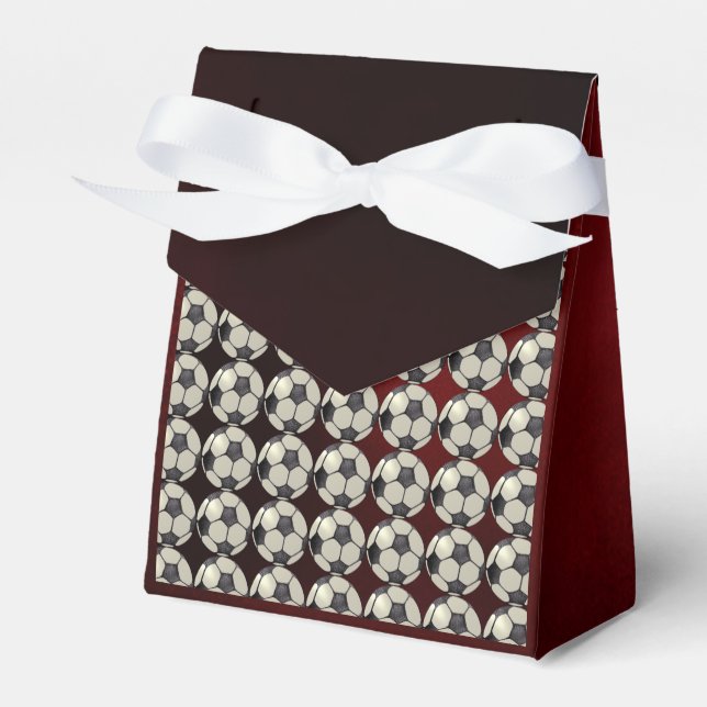 Soccer Ball / Burgandy Favour Box (Front Side)