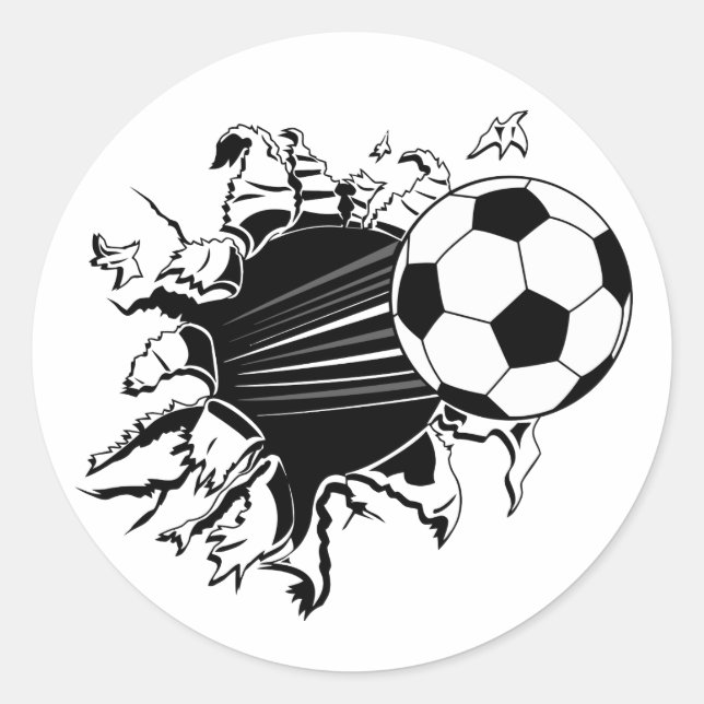 Soccer Ball Busting Out Classic Round Sticker (Front)