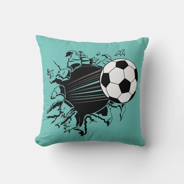 Soccer Ball Busting Out Cushion (Front)