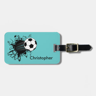 Soccer Ball Busting Out Personalised Luggage Tag