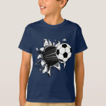 Soccer Ball Busting Out T-Shirt<br><div class="desc">Soccer Ball illustration bursting out of shirts and merchandise. You can change the background colour to your favourite Soccer team and you can also personalise it.</div>