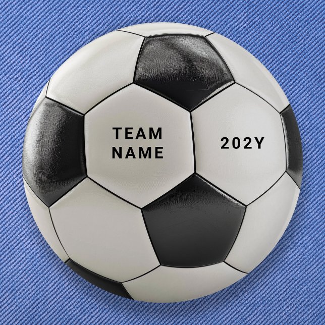 Soccer Ball Button Pin | Custom Team Name Buttons (Soccer ball design, perfect for football fans, team celebrations, birthdays & sports-themed parties!)