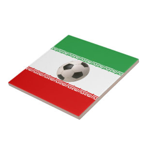 Soccer ball centre of Iranian flag Ceramic Tile