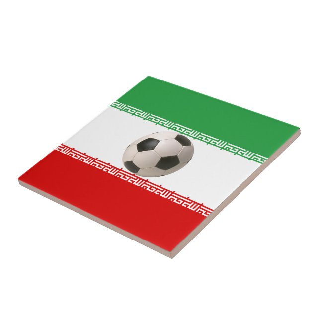 Soccer ball centre of Iranian flag Ceramic Tile (Side)