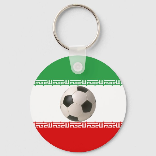 Soccer ball centre of Iranian flag Key Ring (Front)