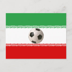 Soccer ball centre of Iranian flag Postcard