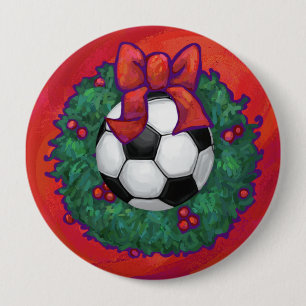 Soccer Ball Christmas 10 Cm Round Badge