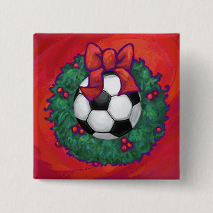 Soccer Ball Christmas 15 Cm Square Badge