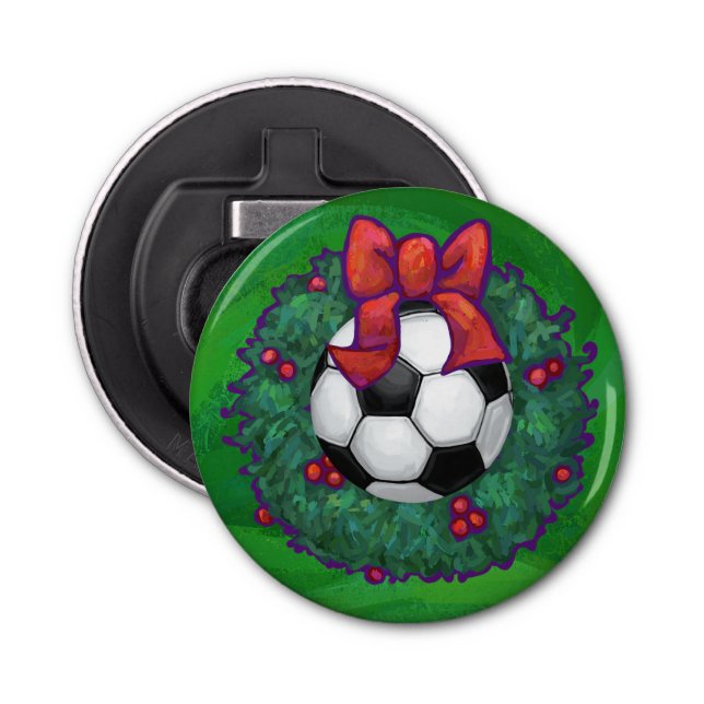 Soccer Ball Christmas Bottle Opener (Front)