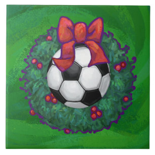 Soccer Ball Christmas Ceramic Tile