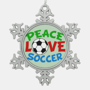 Soccer Ball Christmas Green Snowflake Pewter Christmas Ornament