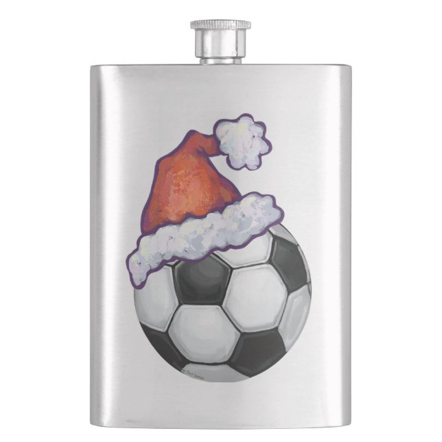 Soccer Ball Christmas Hip Flask (Front)