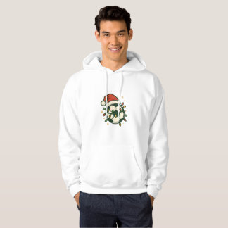 Soccer Ball Christmas Lights Santa Hat Funny Hoodie