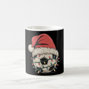 Soccer Ball Christmas Santa Hat Xmas Sports Coffee Mug