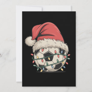 Soccer Ball Christmas Santa Hat Xmas Sports Holiday Card