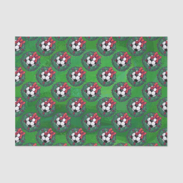 Soccer Ball Christmas Wreath Tissue Paper (Front)