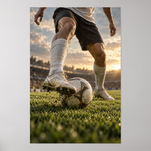 Soccer Ball Control Close Up – Golden Hour Footbal Poster