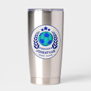 Soccer Ball Crest Bright Blue Sport Fan Gifts Insulated Tumbler