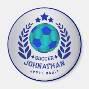 Soccer Ball Crest Bright Blue Sport Fan Gifts Magnet