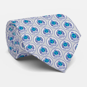 Soccer Ball Crest Bright Blue Sport Fan Gifts Tie