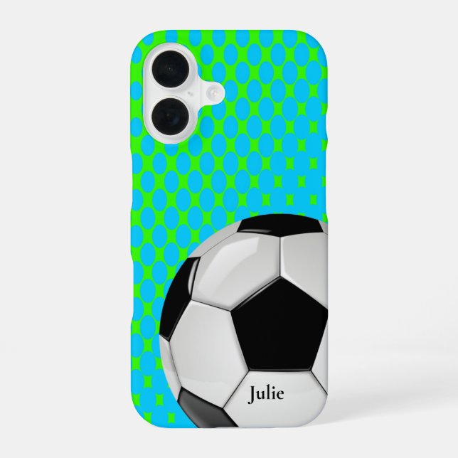 Soccer Ball Custom iPhone 16 Case (Back)