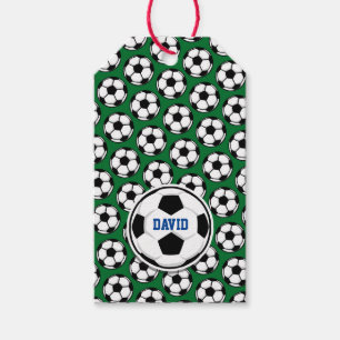Soccer Ball Custom Name Green Black White Gift Tag
