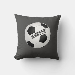 soccer ball custom personalised charcoal grey  cushion