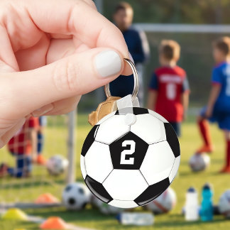 Soccer Ball Custom Soccer Player Jersey Number Key Ring