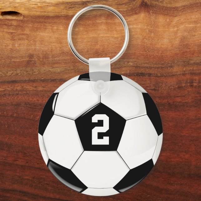 Soccer Ball Custom Soccer Player Jersey Number Key Ring (Front)