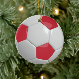 Soccer Ball   Dark Red Ceramic Ornament