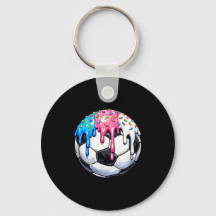 Soccer ball drip ice cream sprinkles funny key ring