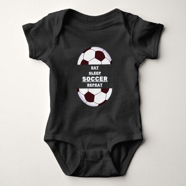 Soccer ball. Eat, Sleep, Soccer, Repeat Baby Bodysuit (Front)
