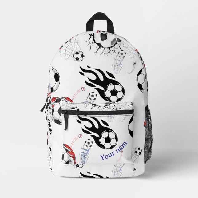 Soccer Ball Fire Pattern Sporty Backpack (Front)