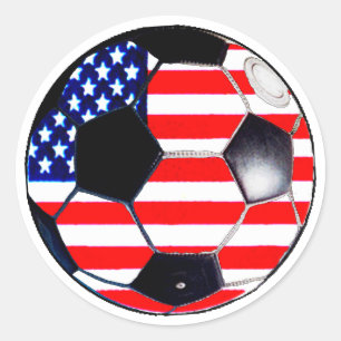 Soccer Ball Flag-USA The MUSEUM Gifts Transp Classic Round Sticker