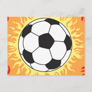soccer ball flames design postcard
