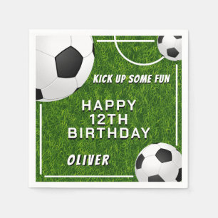 Soccer Ball Football Grass Sports Kids Birthday Napkin