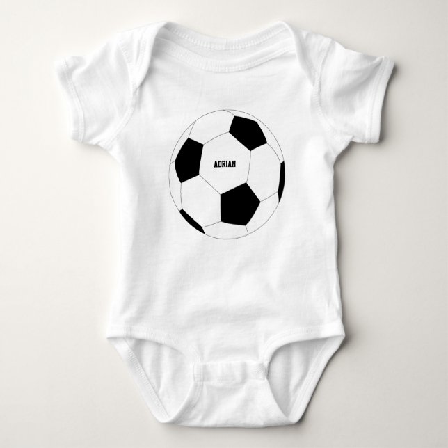 Soccer Ball Football Personalised  Baby Bodysuit (Front)