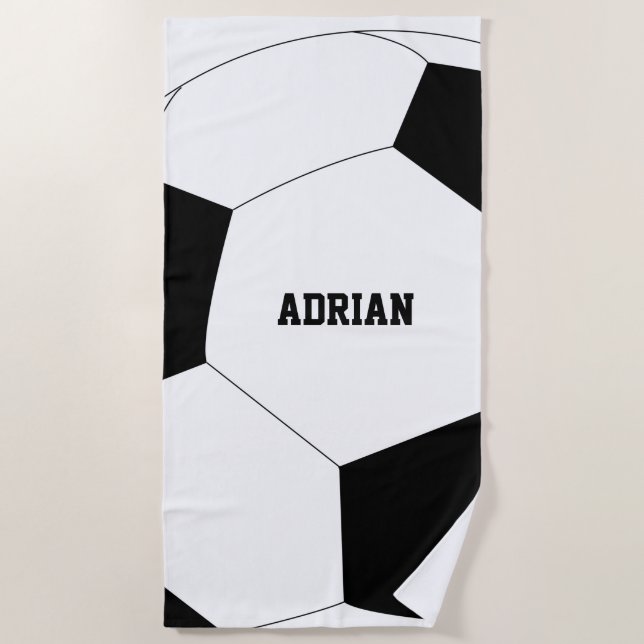 Soccer Ball Football Personalised   Beach Towel (Front)