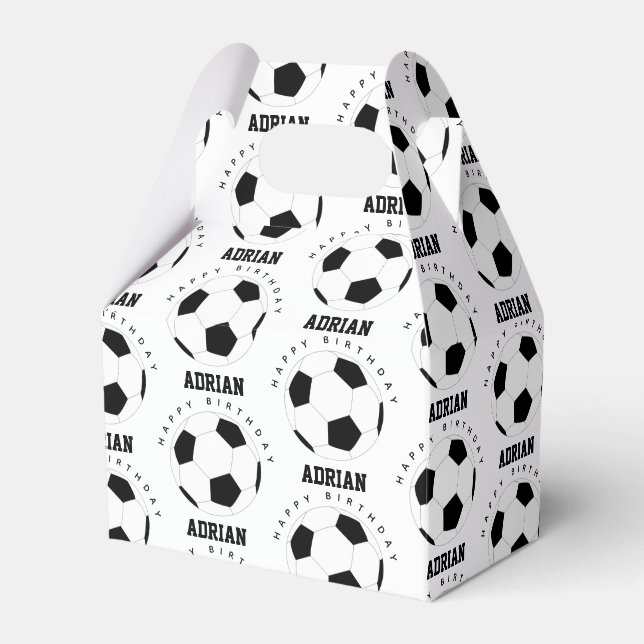 Soccer Ball Football Personalised Name Birthday Favour Box (Front Side)