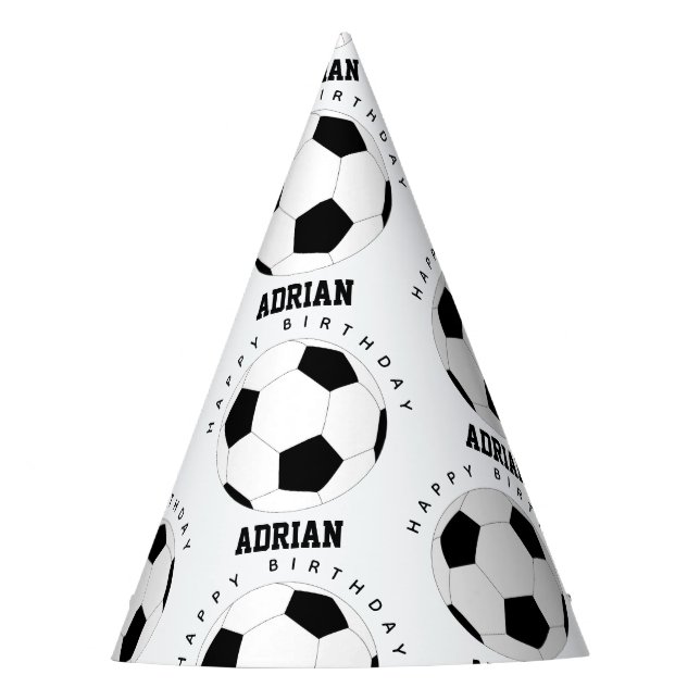 Soccer Ball Football Personalised Name Birthday Party Hat (Front)