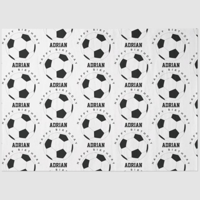 Soccer Ball Football Personalised Name Birthday  Tissue Paper (Front)